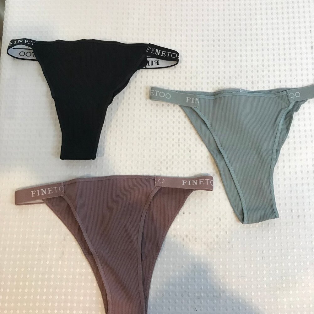 3 PCS COTTON PANTIES BRIEFS THONG SIZE L NEW